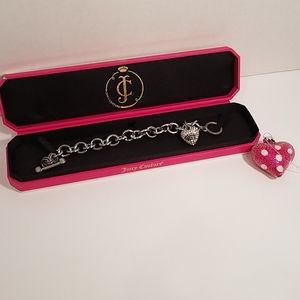 Juicy Couture Pave Icon Heart Charm Bracelet & Box